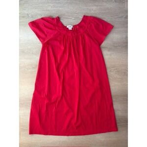 Shadowline Red Nylon Vintage Nightgown Floral Scoop Neck Short Sleeve Medium